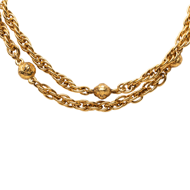 CC Gold Plated Station Chain Long Necklace - Image 2