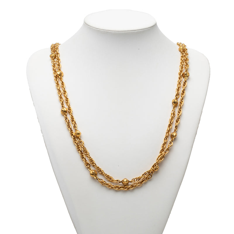 CC Gold Plated Station Chain Long Necklace - Image 5