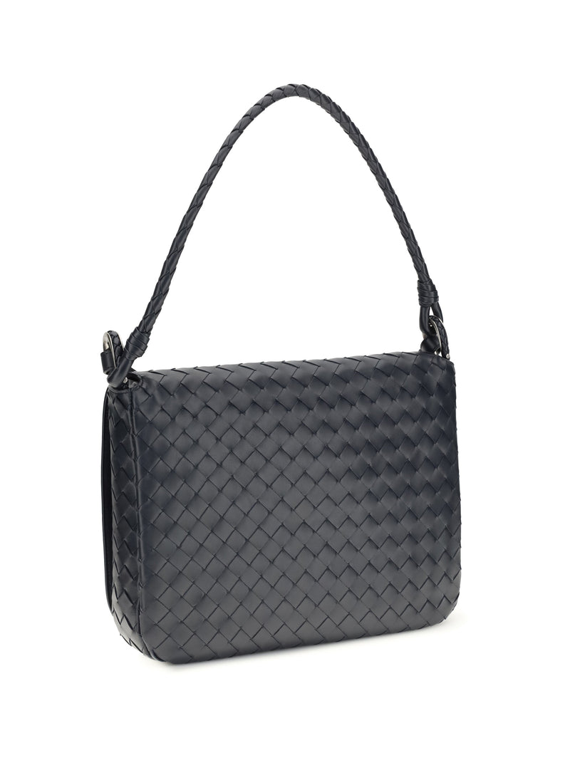 Bottega Veneta Intrecciato Woven Calf Leather Shoulder Bag — Black