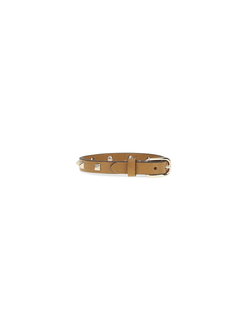 Valentino Garavani Rockstud Bracelet — Gold Calf Leather Bos Taurus Bracelets