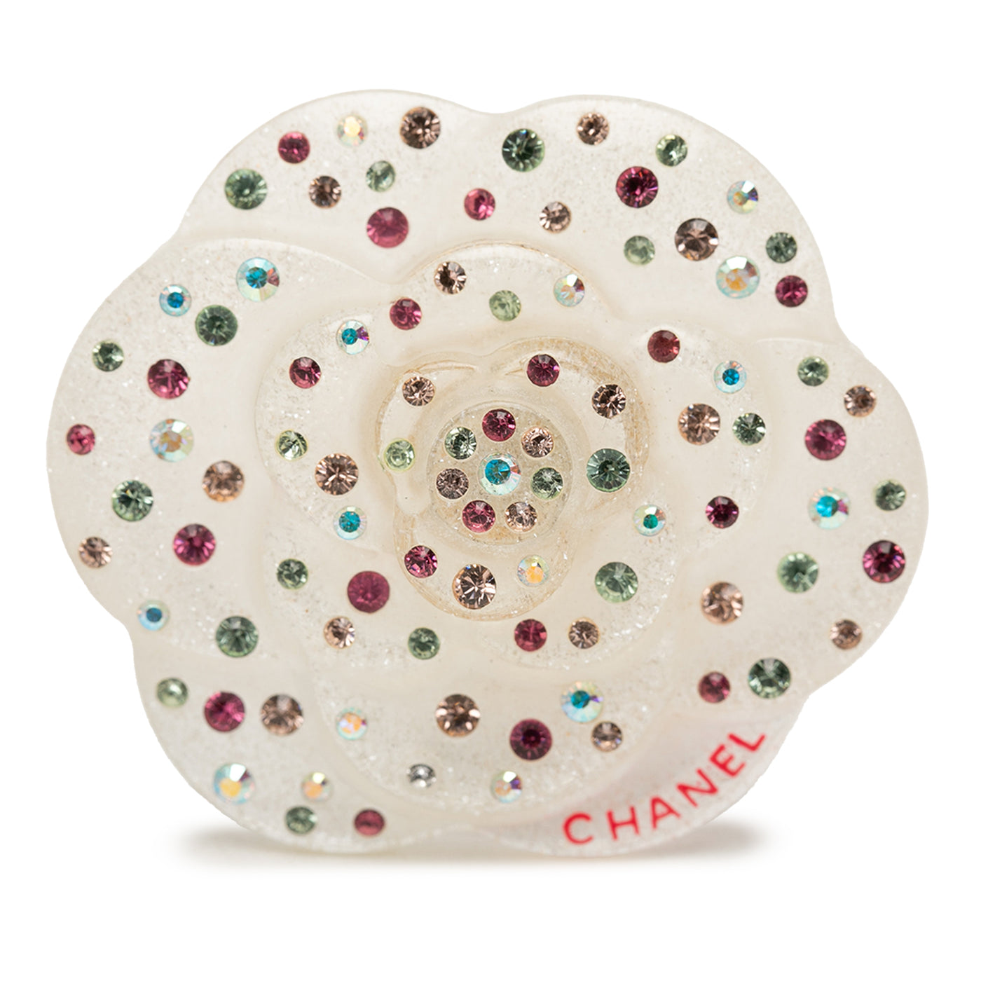 CC Resin and Crystal Camellia Brooch - Image 1