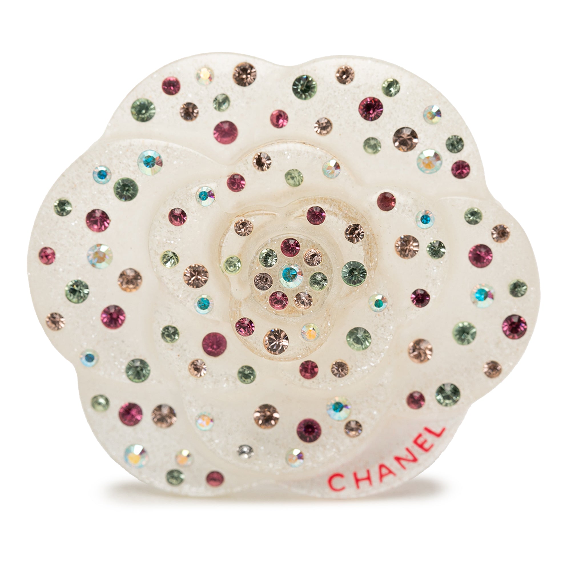 CC Resin and Crystal Camellia Brooch - Image 1