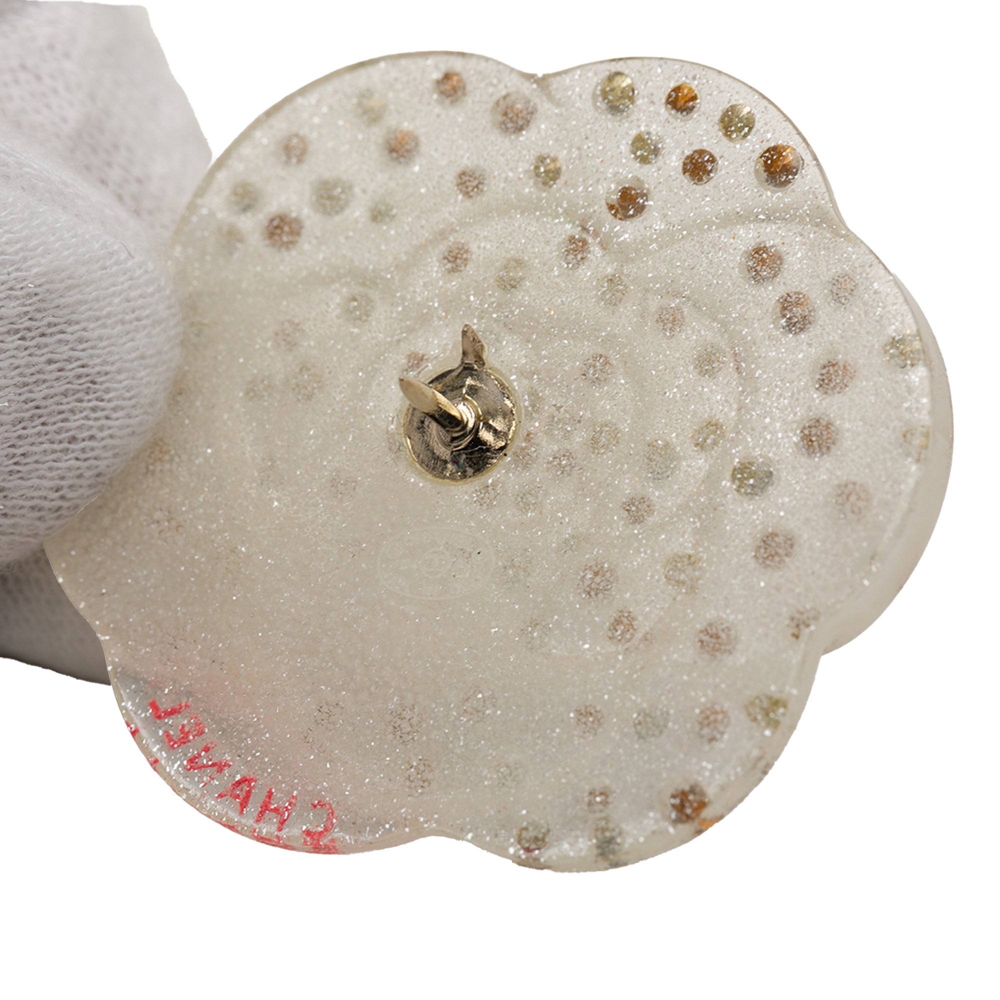 CC Resin and Crystal Camellia Brooch - Image 4