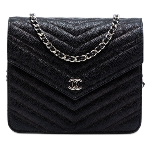 CC Chevron Caviar Square Wallet On Chain - Image 1