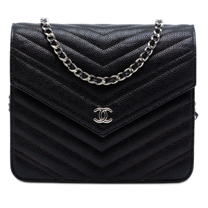 CC Chevron Caviar Square Wallet On Chain