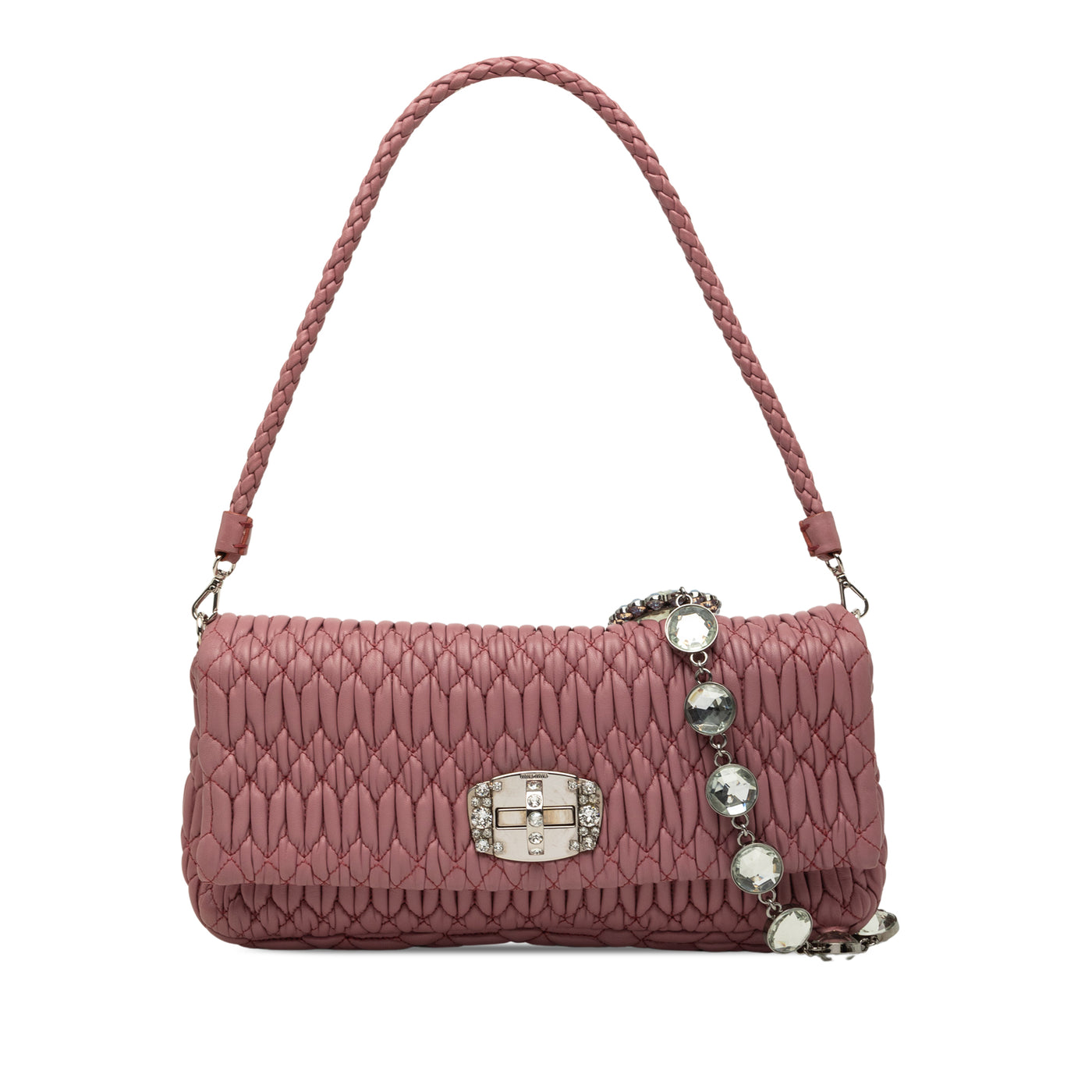 Matelasse Nappa Crystal Chain Satchel - Image 1