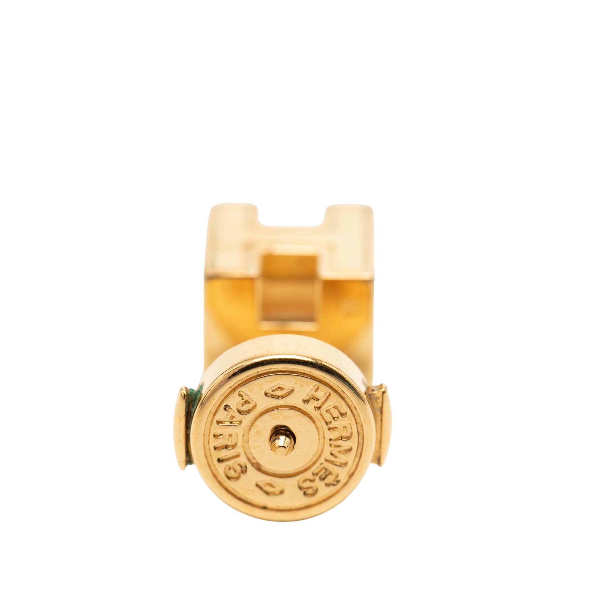 Gold Plated Enamel Cage dH Cube Push Back Earrings - Image 3