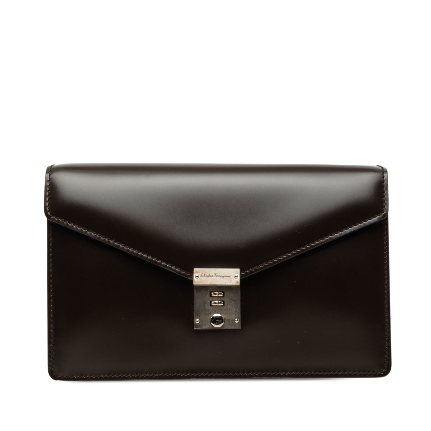 Leather Dial Lock Clutch - Image 1