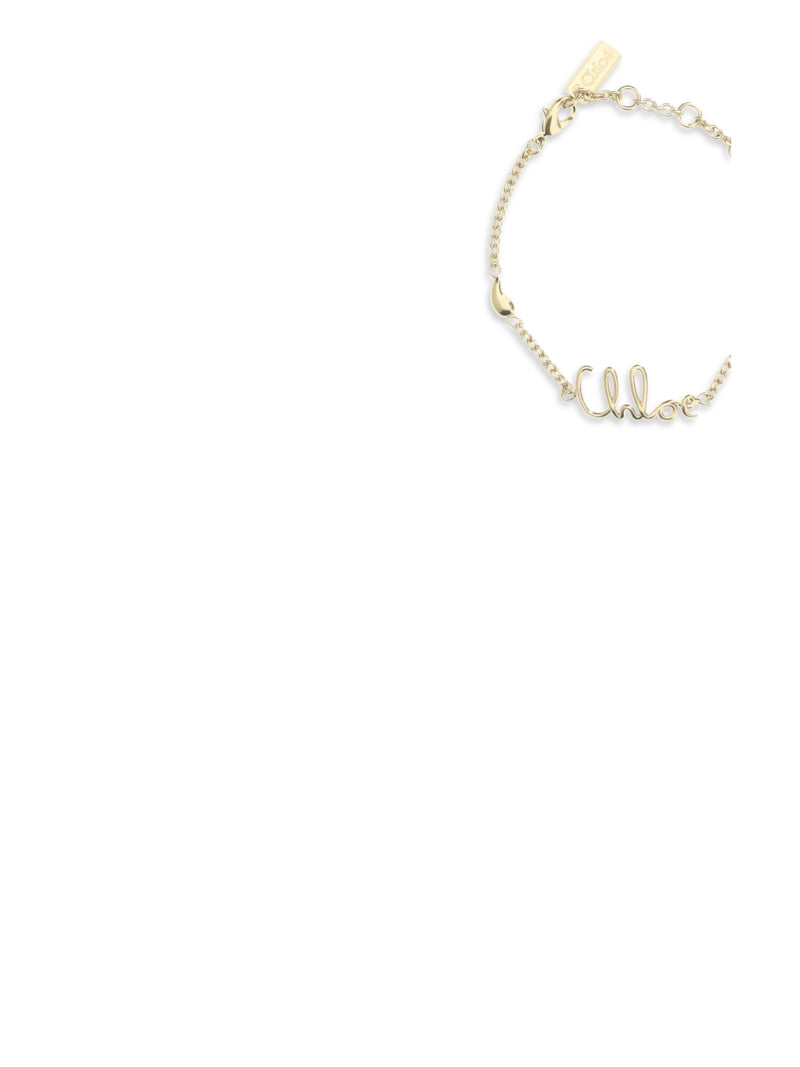 Chloé Logo-Pendant Link Chain Bracelet — Gold Brass Bracelets