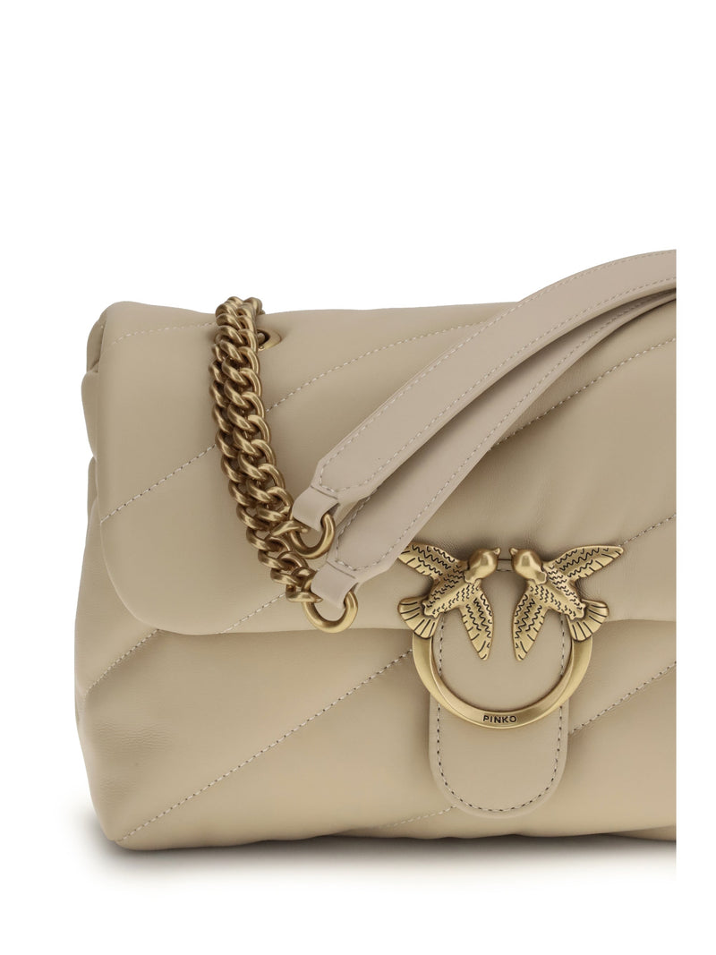 Pinko Love Shoulder Bag — Beige Calf Leather