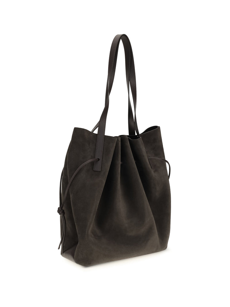 Yuzefi Scallop Shoulder Bag — Black Suede