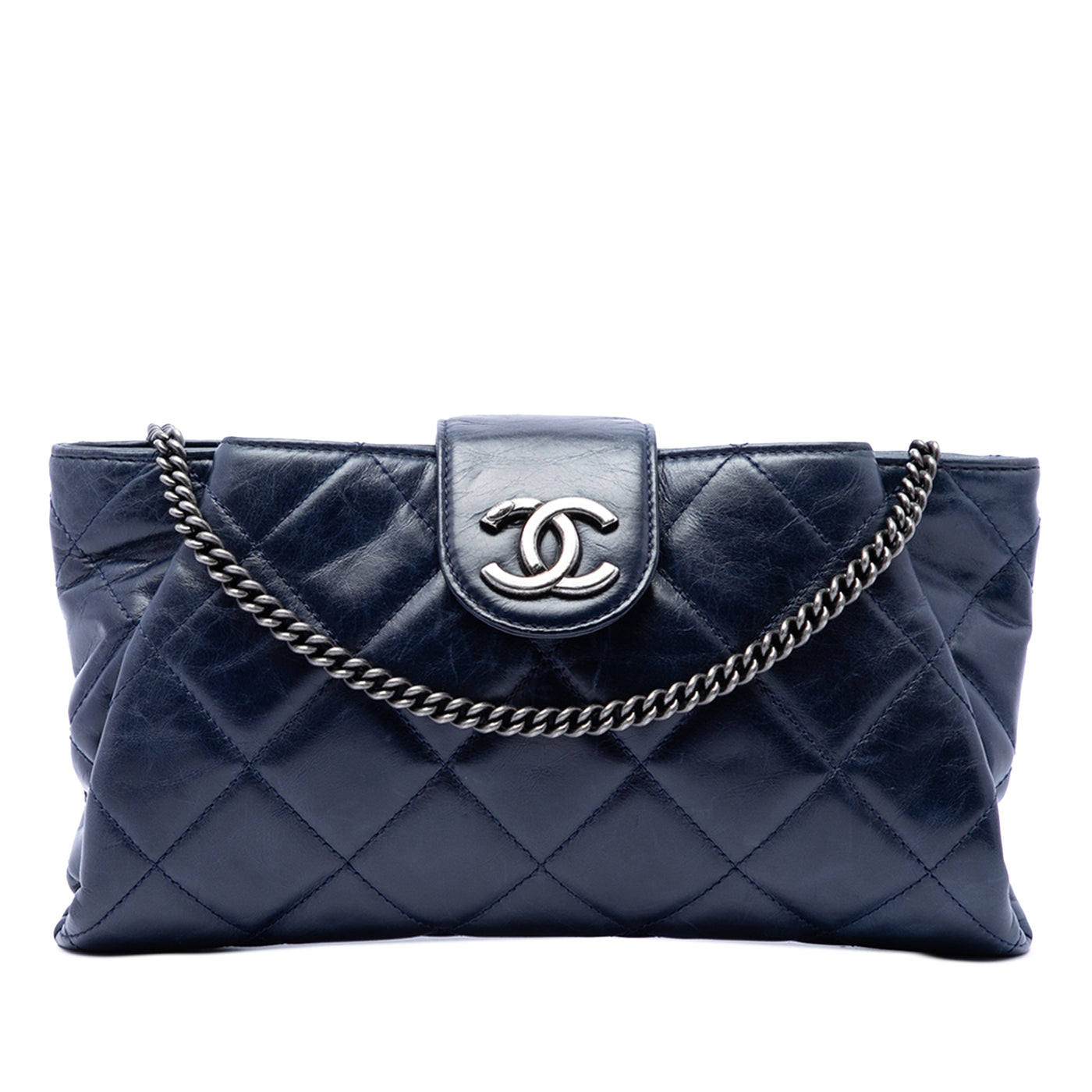 Quilted Glazed Calfskin Coco Pleats Chain Clutch - Image 1