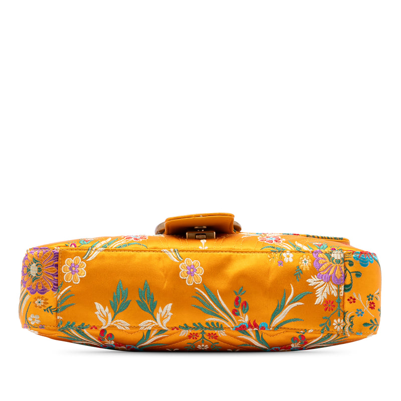 Large GG Marmont Matelasse Silk Embroidered Floral Shoulder Bag - Image 3