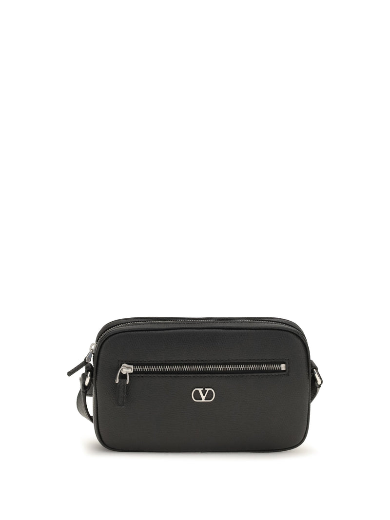 Valentino Garavani Grained Calf Leather Crossbody Bag — Black