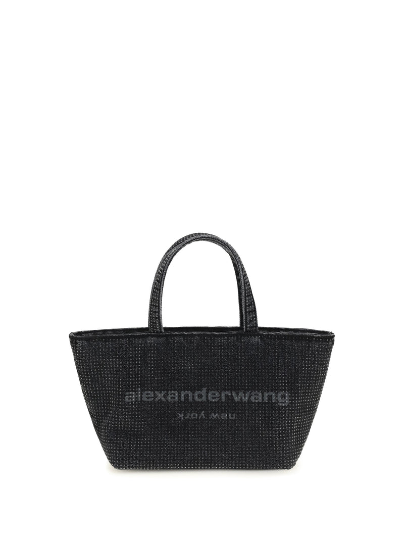 Alexander Wang Crystal-Embellished Cotton Tote Bag — Grey