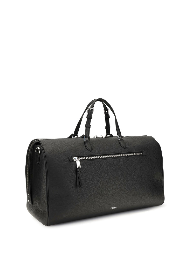 Dolce & Gabbana Travel Bag — Black Calf Leather Top Handle