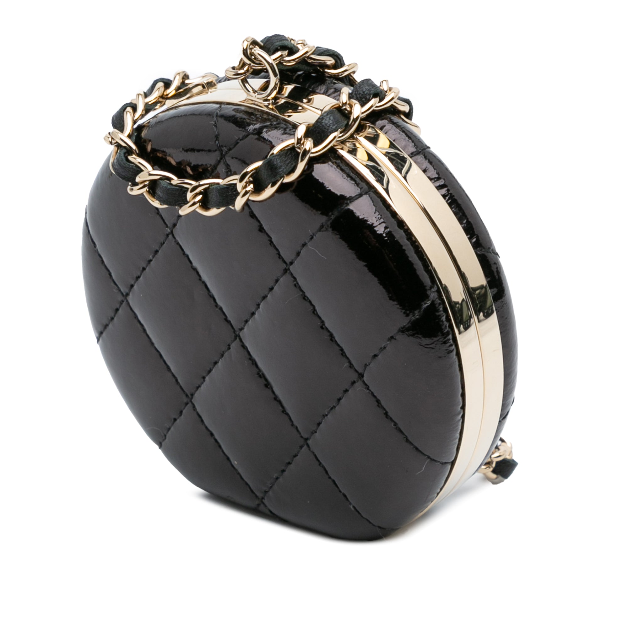 Quilted Patent Round Mirror Chain Necklace - Image 2