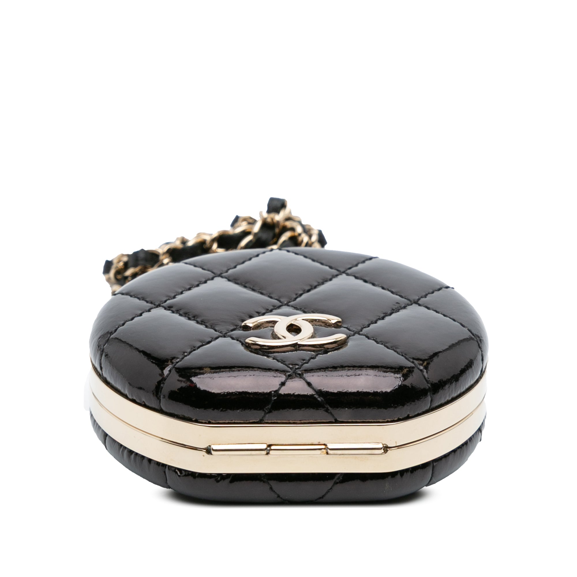Quilted Patent Round Mirror Chain Necklace - Image 3