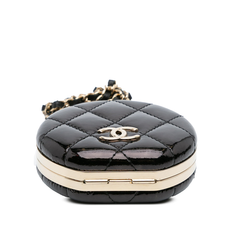 Quilted Patent Round Mirror Chain Necklace - Image 3