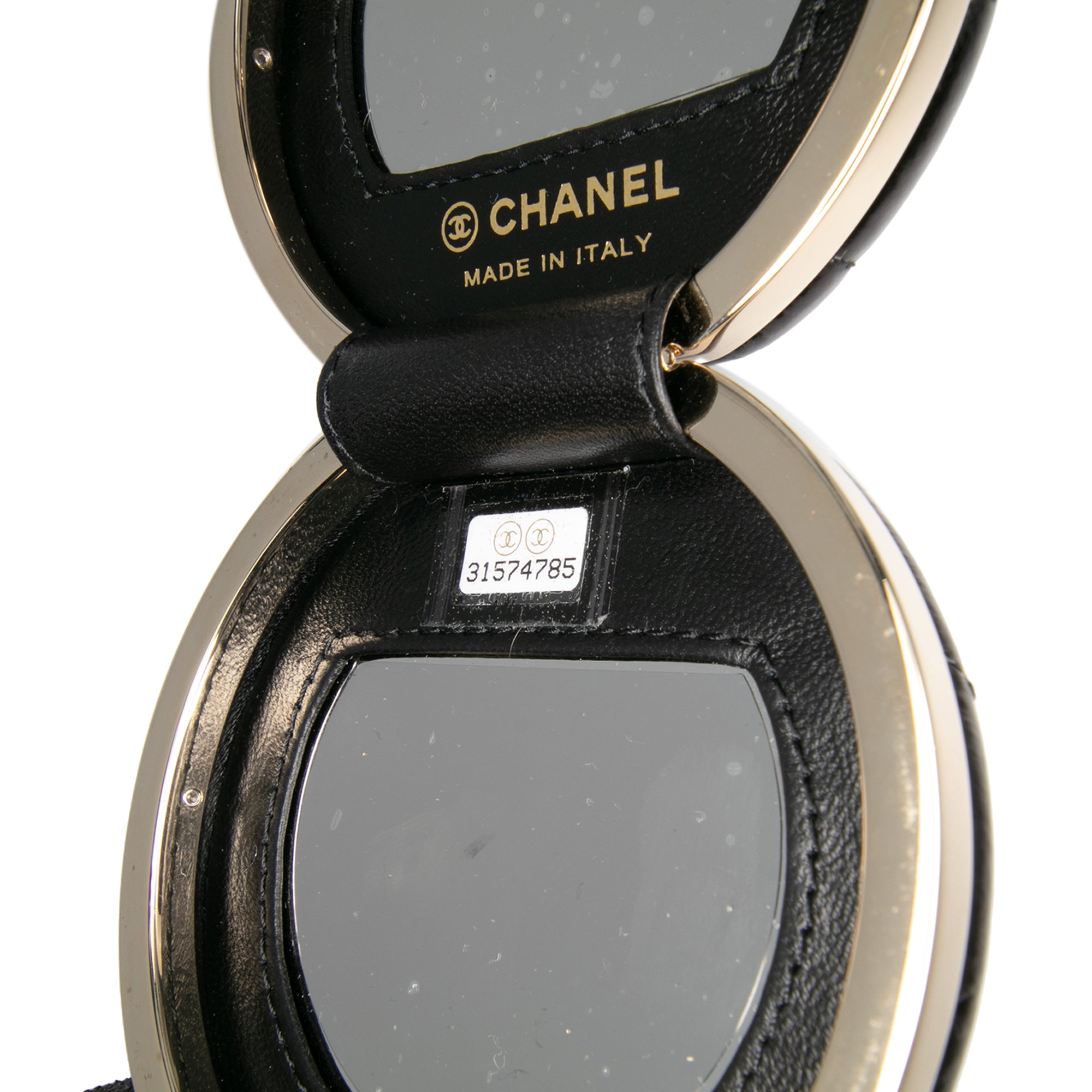 Quilted Patent Round Mirror Chain Necklace - Image 6