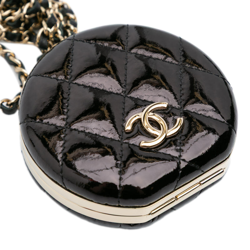 Quilted Patent Round Mirror Chain Necklace - Image 8