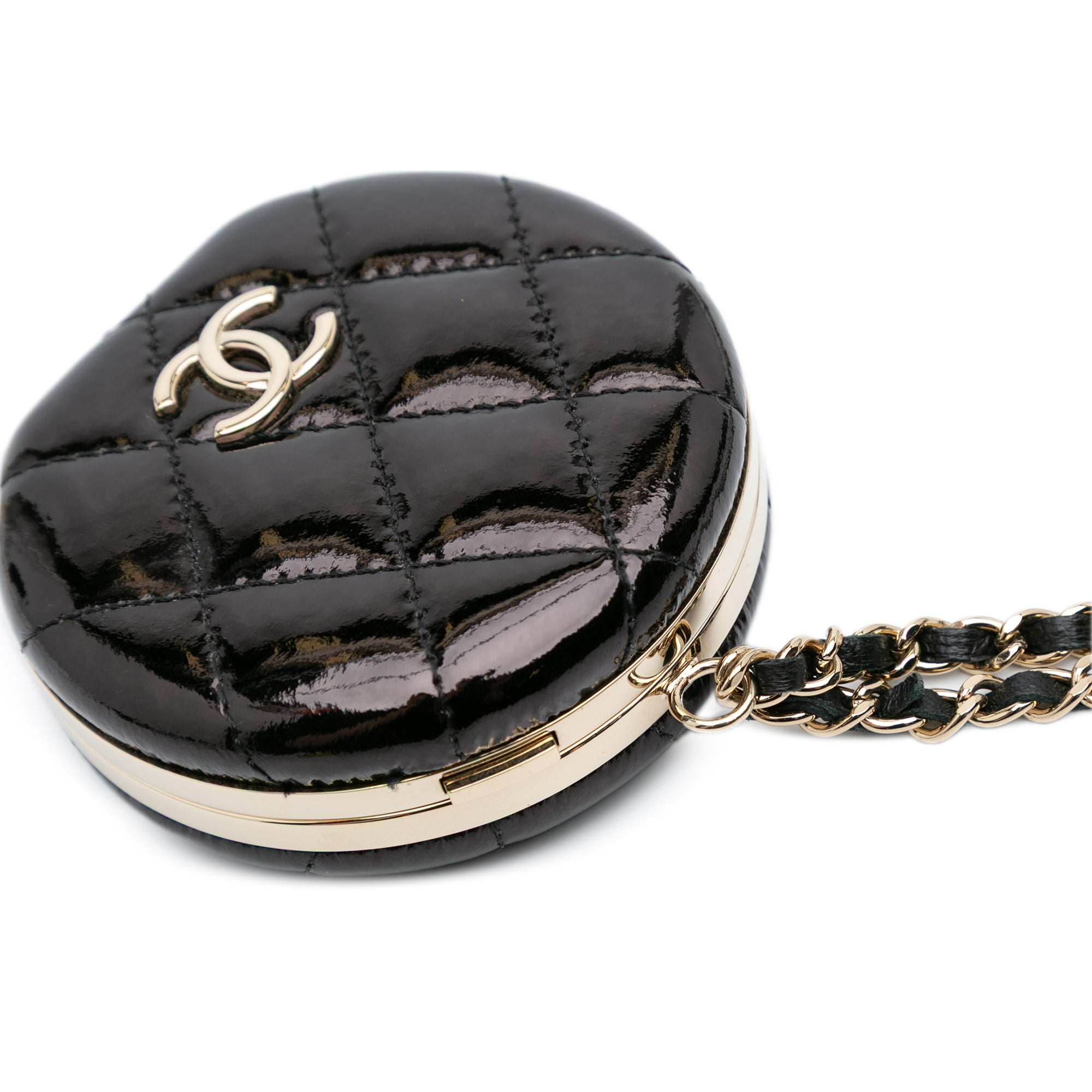 Quilted Patent Round Mirror Chain Necklace - Image 9