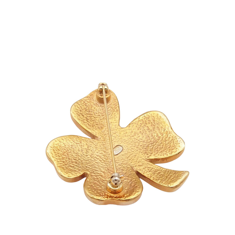 CC Gold Plated Resin Four Leaf Clover Brooch - Image 2