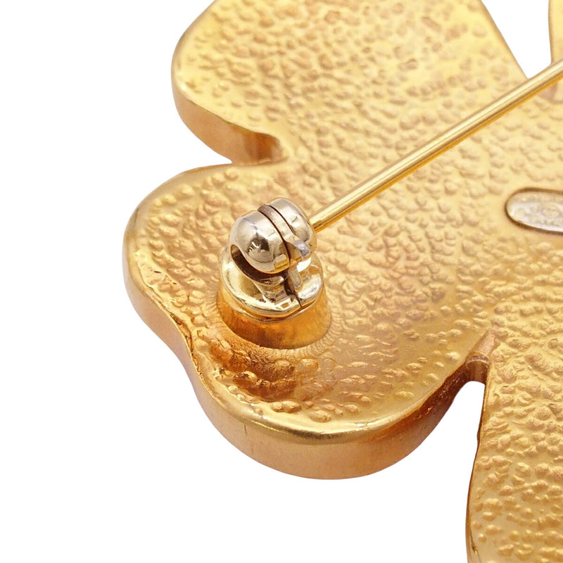 CC Gold Plated Resin Four Leaf Clover Brooch - Image 6