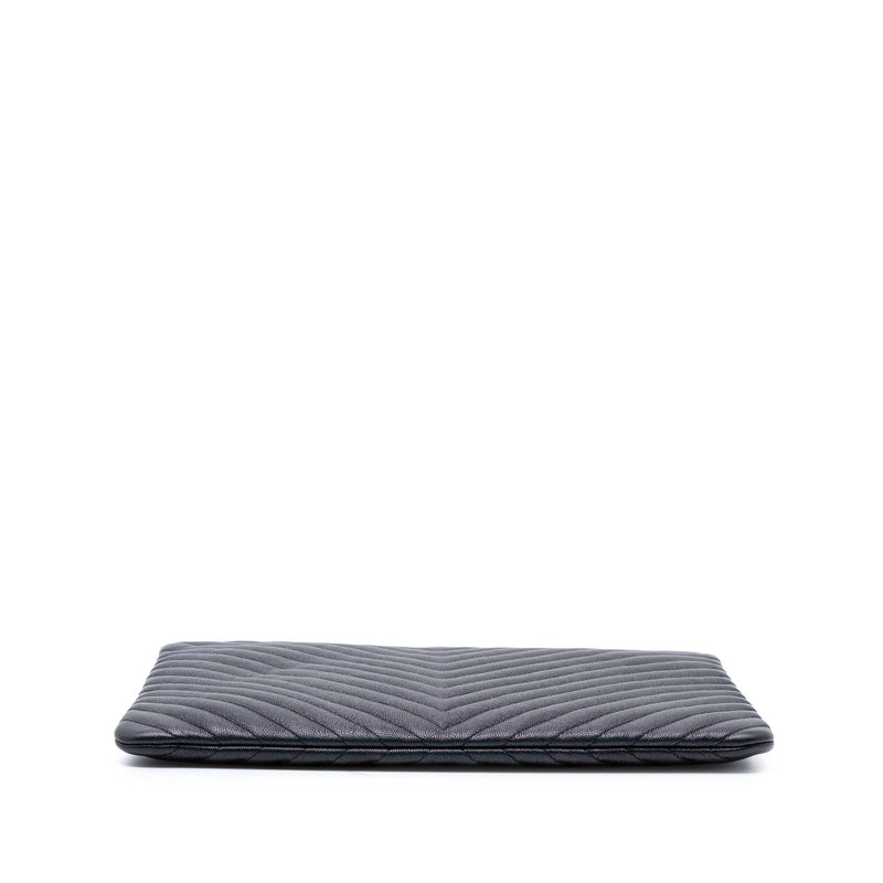 Large CC Chevron Iridescent Caviar O Case Clutch - Image 3