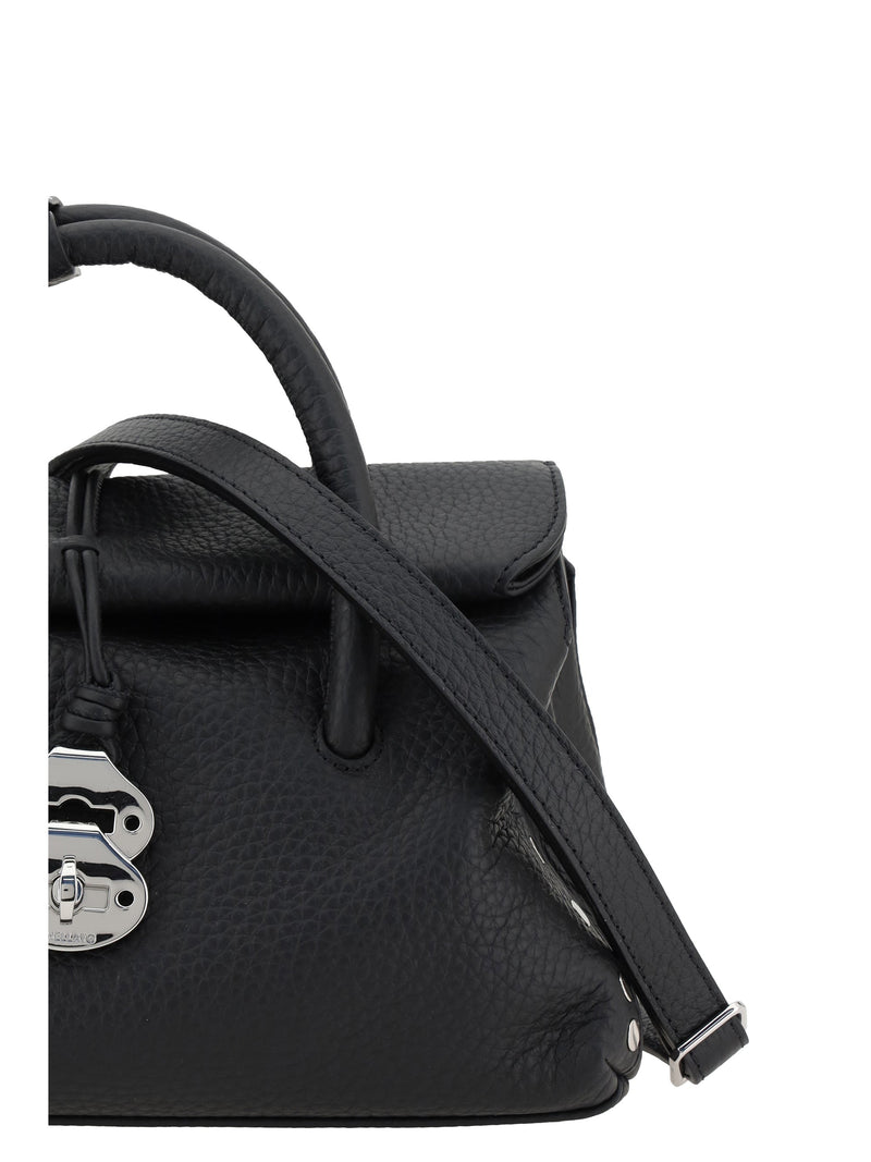 Zanellato Shoulder Bag — Black Calf Leather Bos Taurus