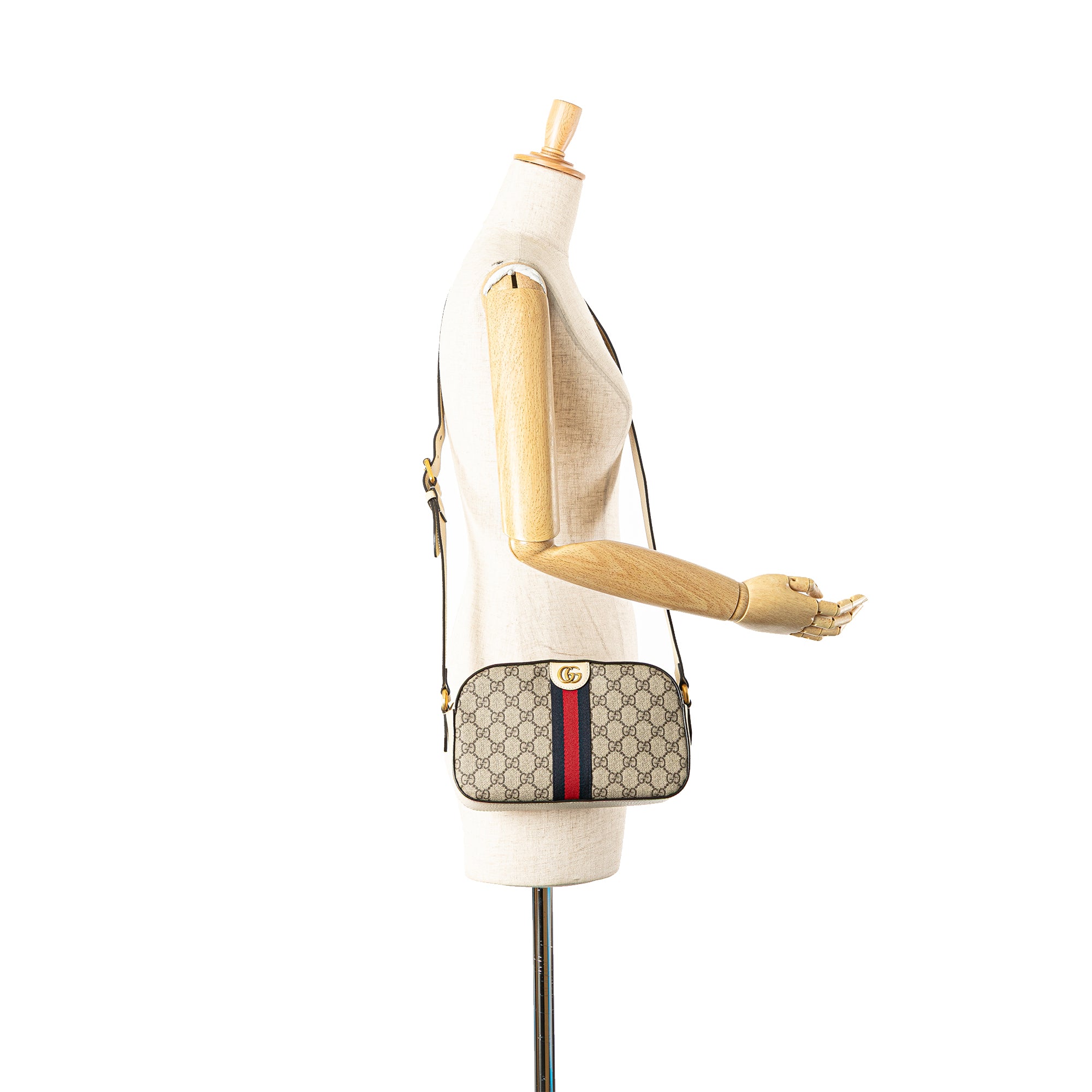 Small GG Supreme Textured Calfskin Web Ophidia Camera Bag - Image 14