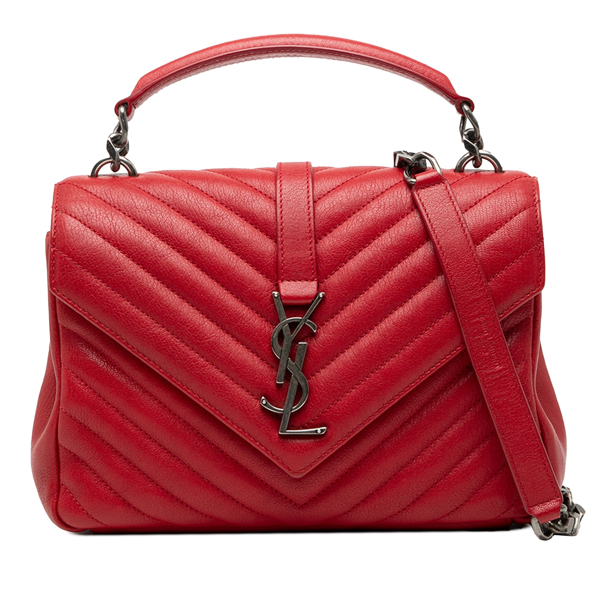 Medium Quilted Chevron Sheepskin College Satchel - Image 1