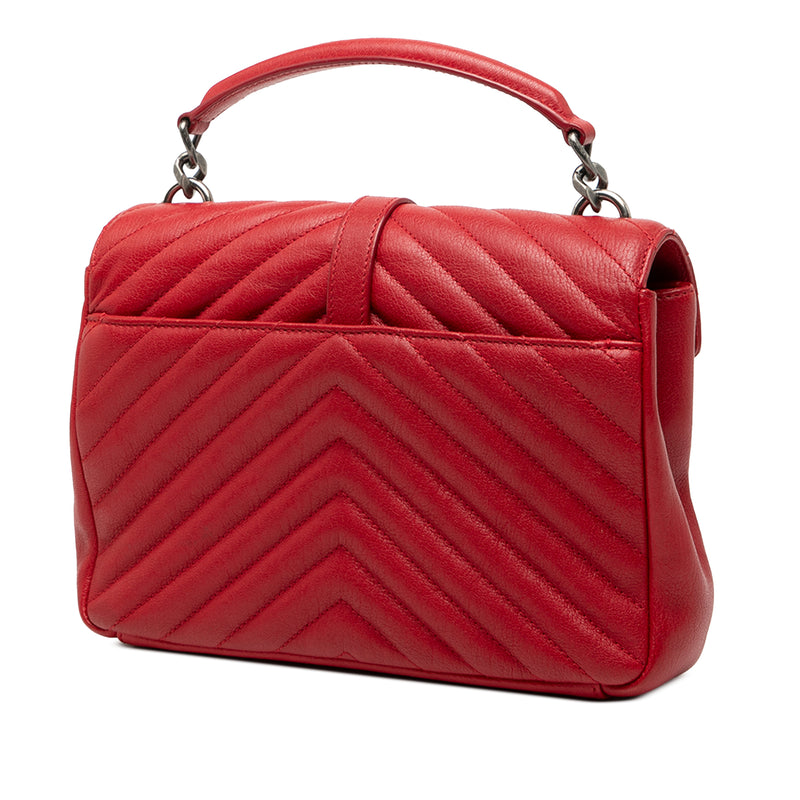 Medium Quilted Chevron Sheepskin College Satchel - Image 2