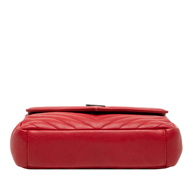 Medium Quilted Chevron Sheepskin College Satchel - Image 3