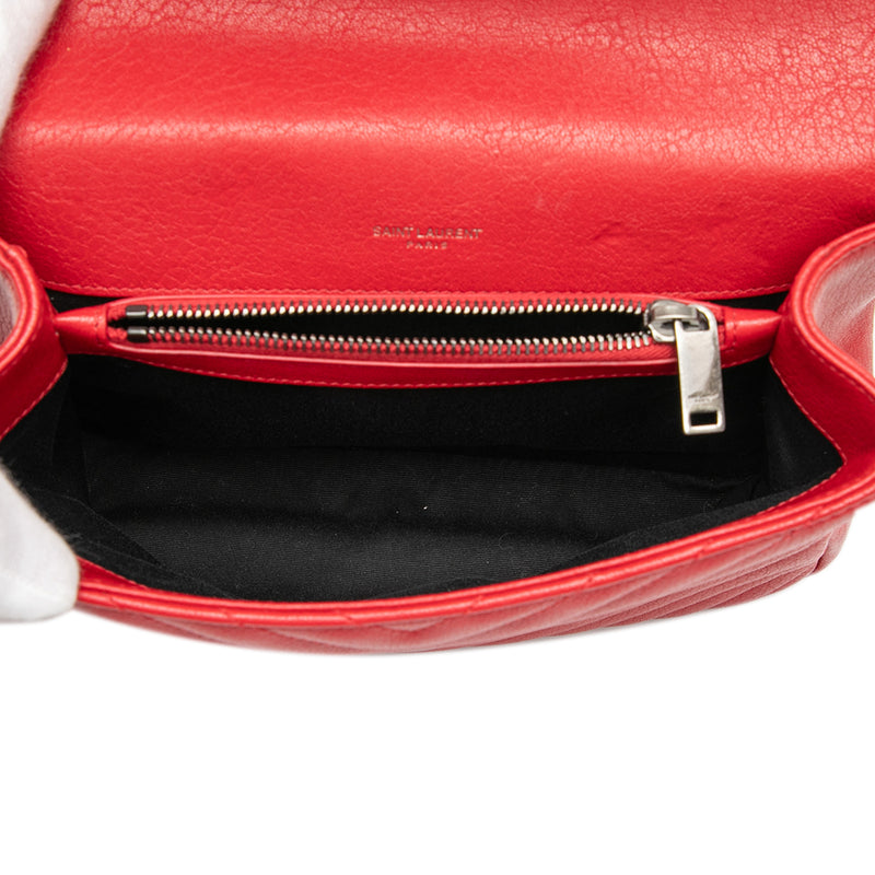 Medium Quilted Chevron Sheepskin College Satchel - Image 4
