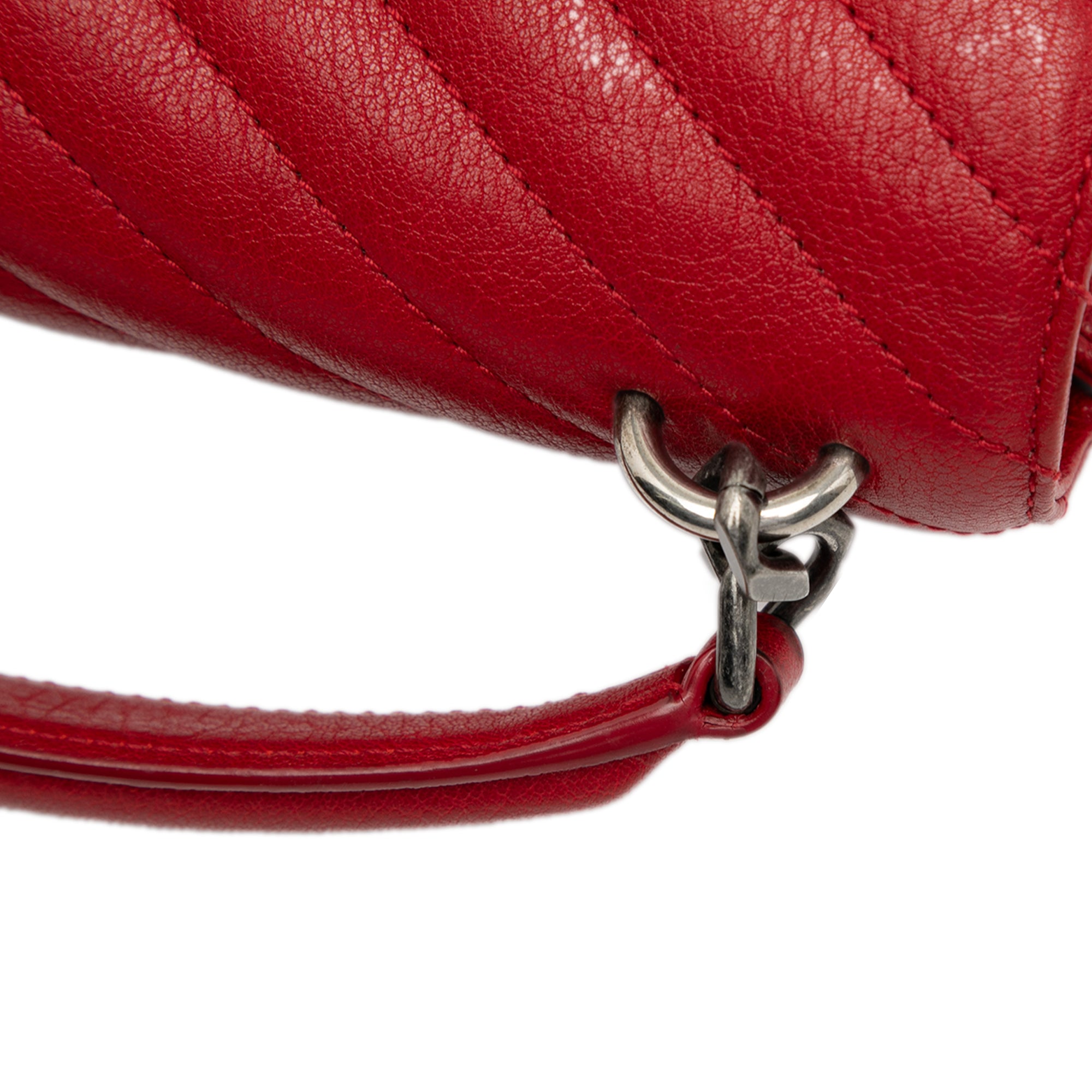 Medium Quilted Chevron Sheepskin College Satchel - Image 7