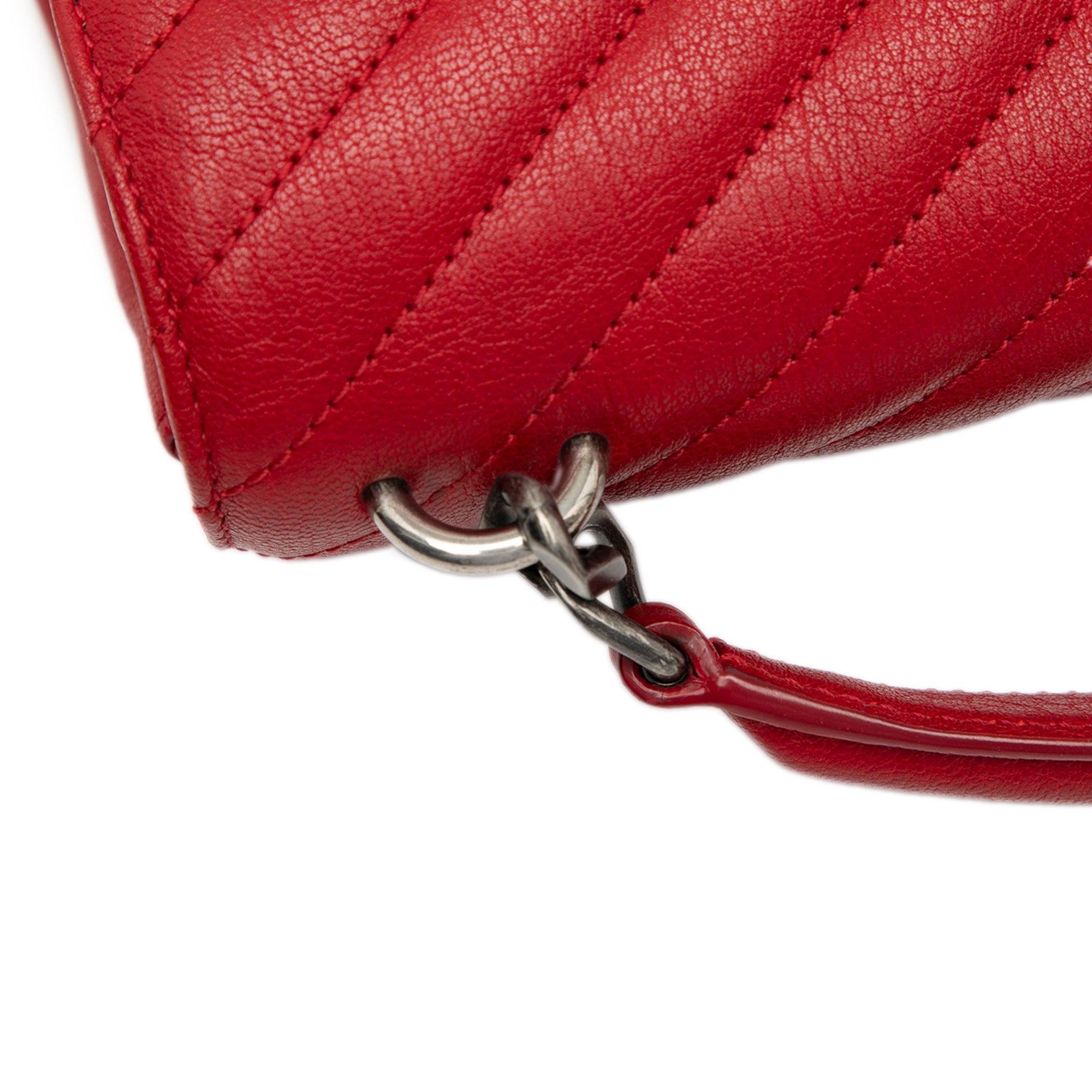 Medium Quilted Chevron Sheepskin College Satchel - Image 8