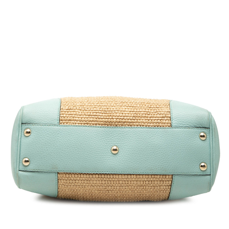 Small Raffia Bamboo Shopper Satchel - Image 3