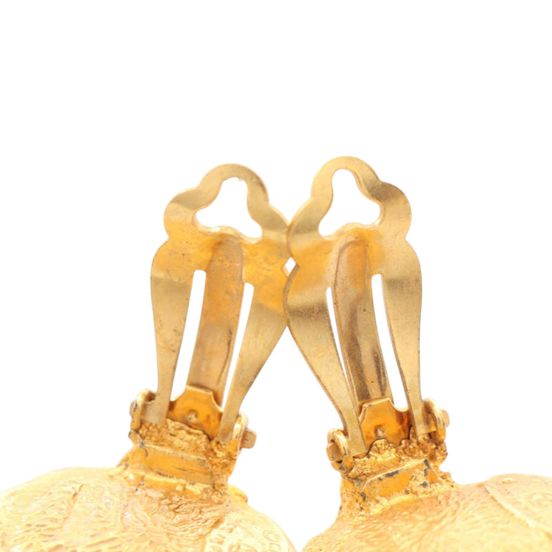 Gold Plated Faux Pearl Logo Clip On Earrings - Image 6