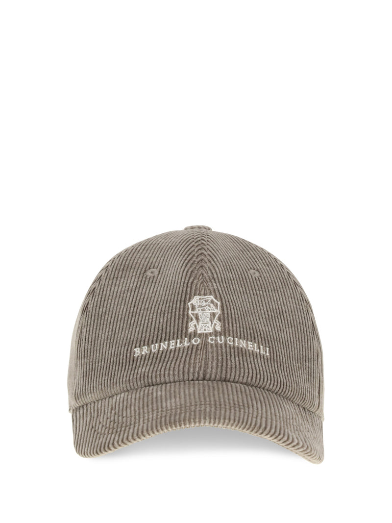 Brunello Cucinelli My4999850 Ribbed Cotton Baseball Cap — Gray Caps