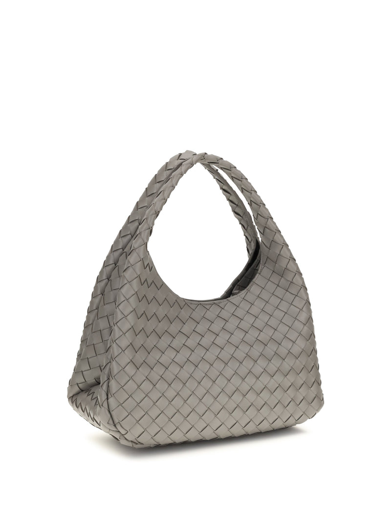 Bottega Veneta Campana Shoulder Bag — Gray Lambskin
