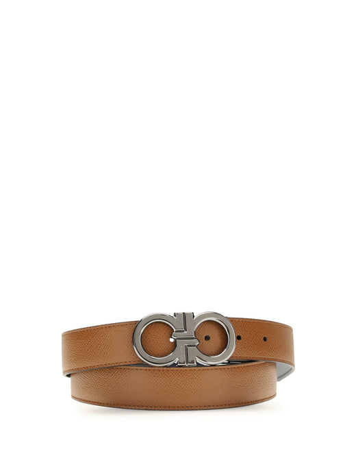 Ferragamo Gancini Belt — Beige Calf Leather Bos Taurus