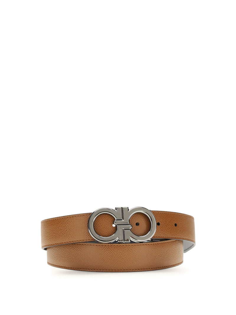 Ferragamo Gancini Belt — Brown Calf Suede
