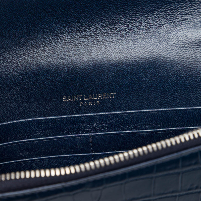 Croc Embossed Leather Monogram Kate Tassel Wallet on Chain - Image 5