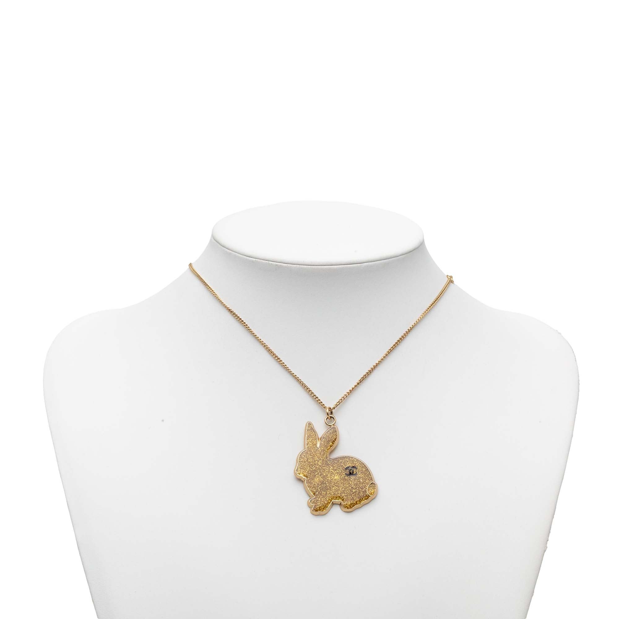 CC Gold Plated Resin Rabbit Pendant Necklace - Image 5