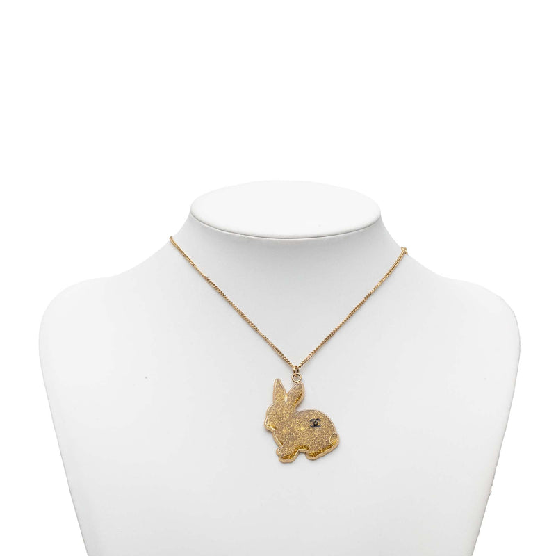 CC Gold Plated Resin Rabbit Pendant Necklace - Image 5