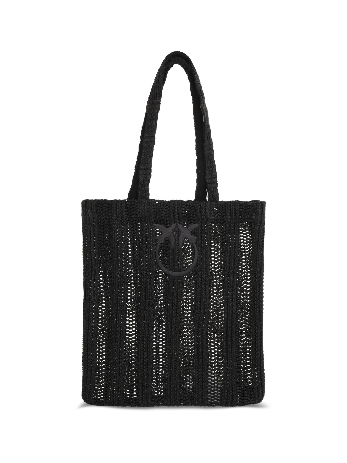 Pinko Easy Tote Bag — Black Raffia