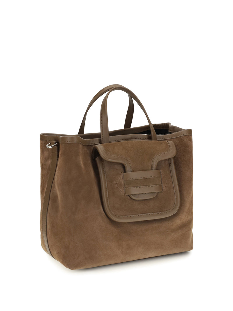 Pierre Hardy Alpha Day Tote Shoulder Bag — Brown Suede