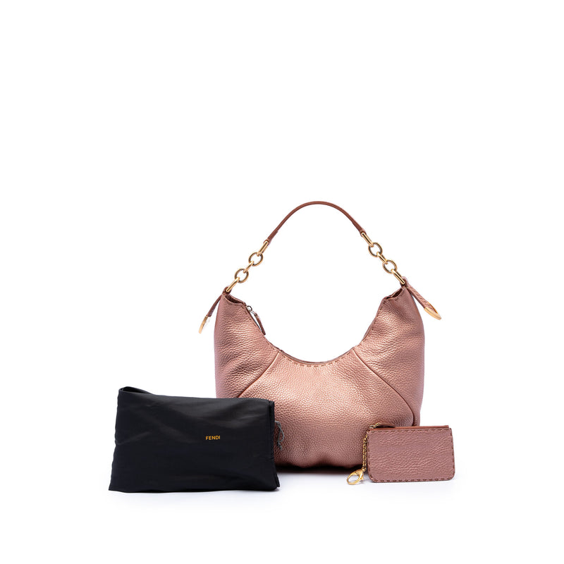 Metallic Pebbled Leather Selleria Shoulder Bag - Image 7