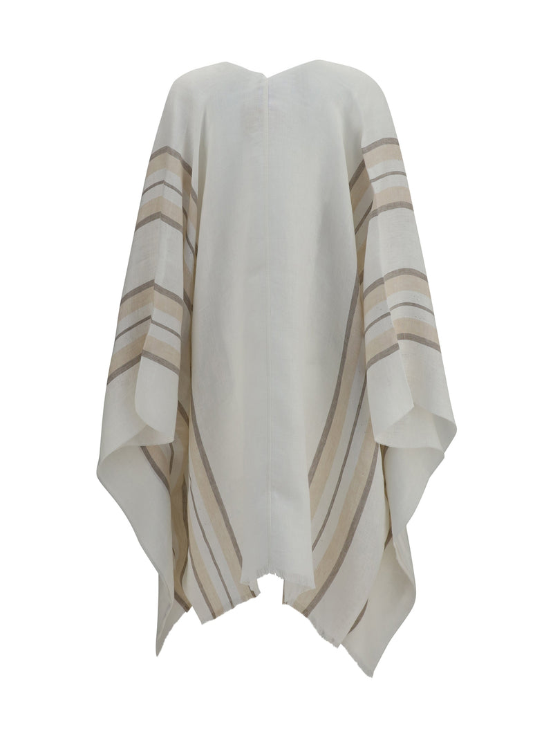 Brunello Cucinelli Linen, Cashmere And Silk Blend Shawl — White Shawls